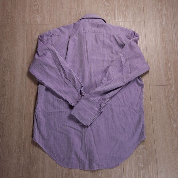 Gieves & Hawkes Dress Shirt 16.5-35.5 Purple Herringbone French Cuff Button Down - Picture 7 of 10